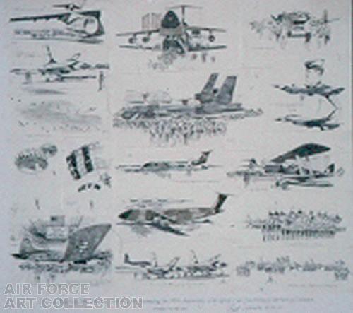 MONTAGE OF ON THE SPOT DRAWINGS, DOVER AFB
